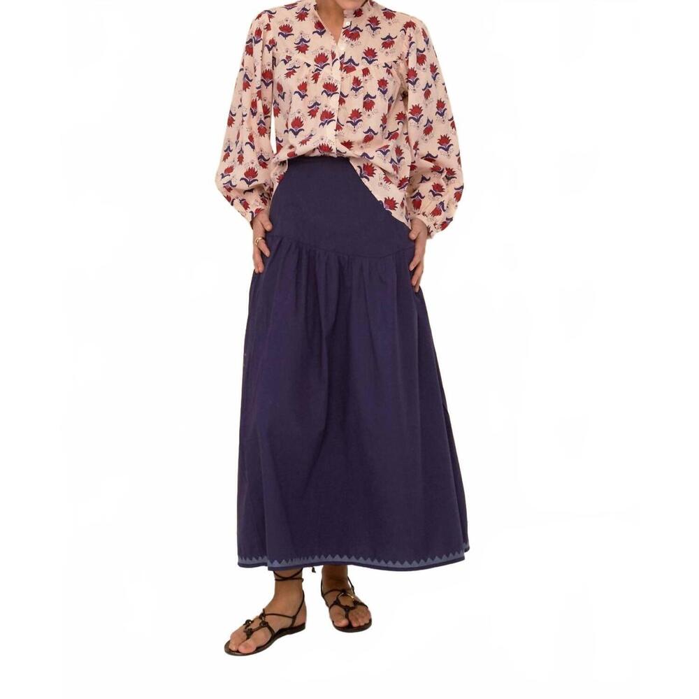NEW SONMER geometric embroidery skirt in blue